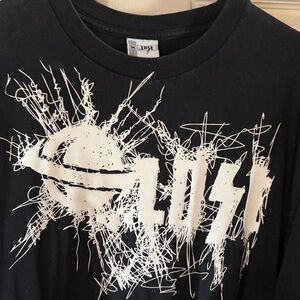 Black Graphic Tee with White Abstract Logo